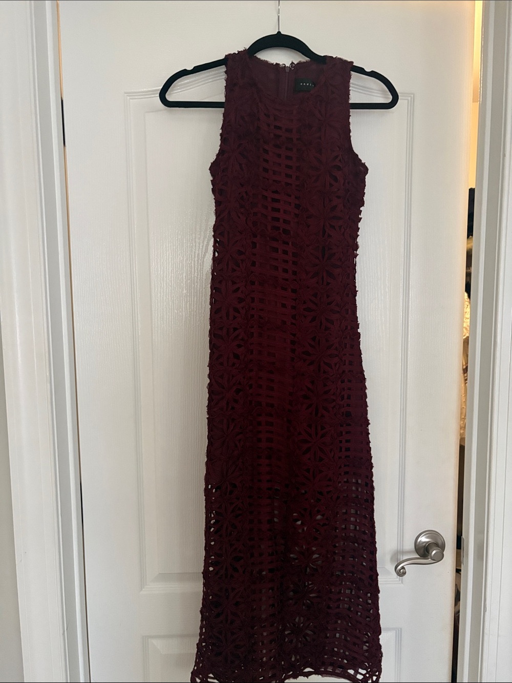 Endless Rose Burgundy Crocheted Maxi Dress